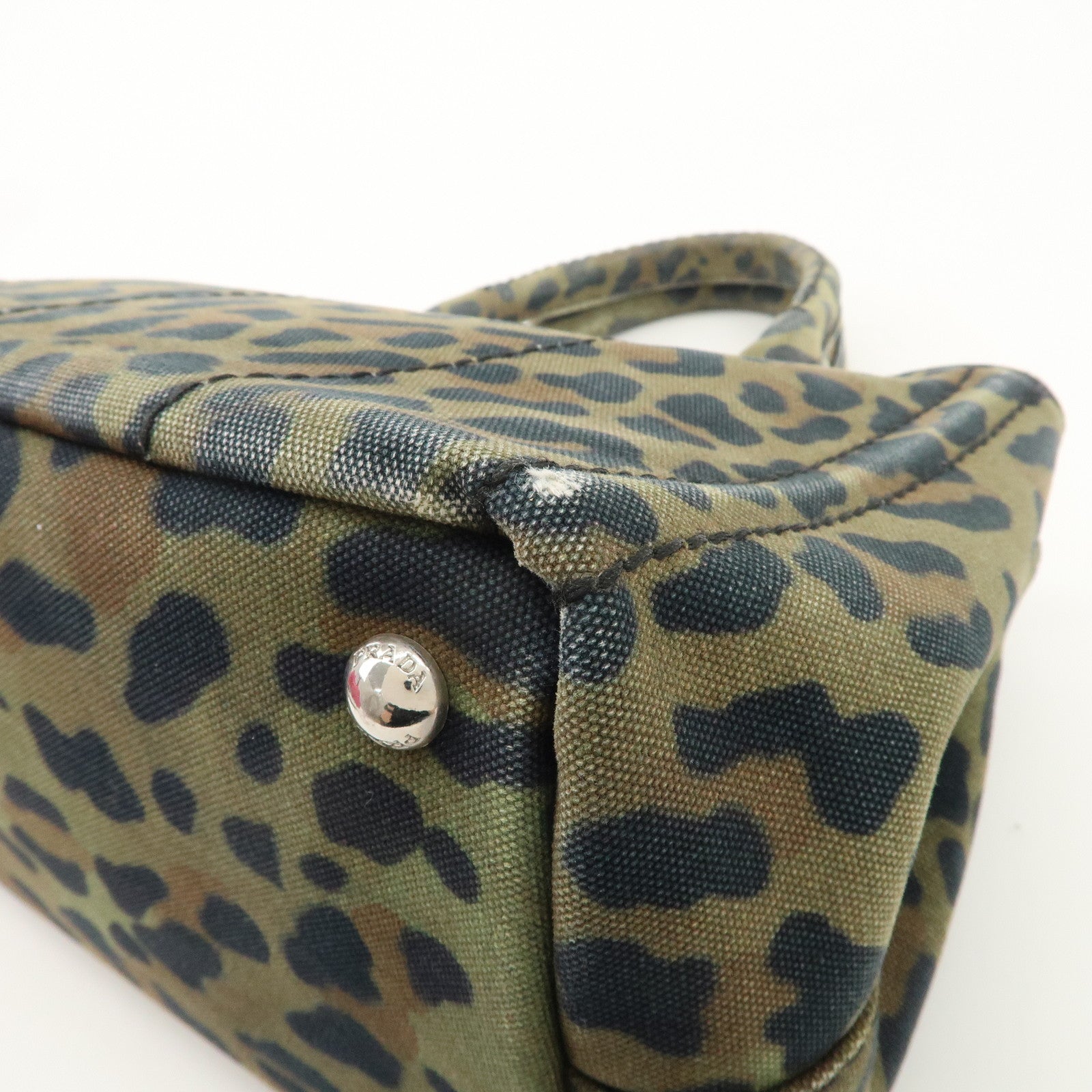 PRADA Canapa Mini Canvas 2Way Bag Hand Bag Leopard 1BG439