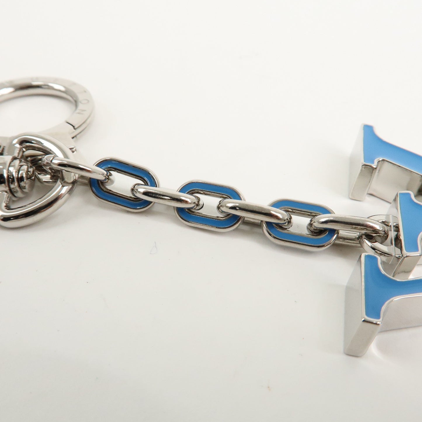 Louis Vuitton Porto Cles Neo LV Soft Key Chain Blue Silver M69303