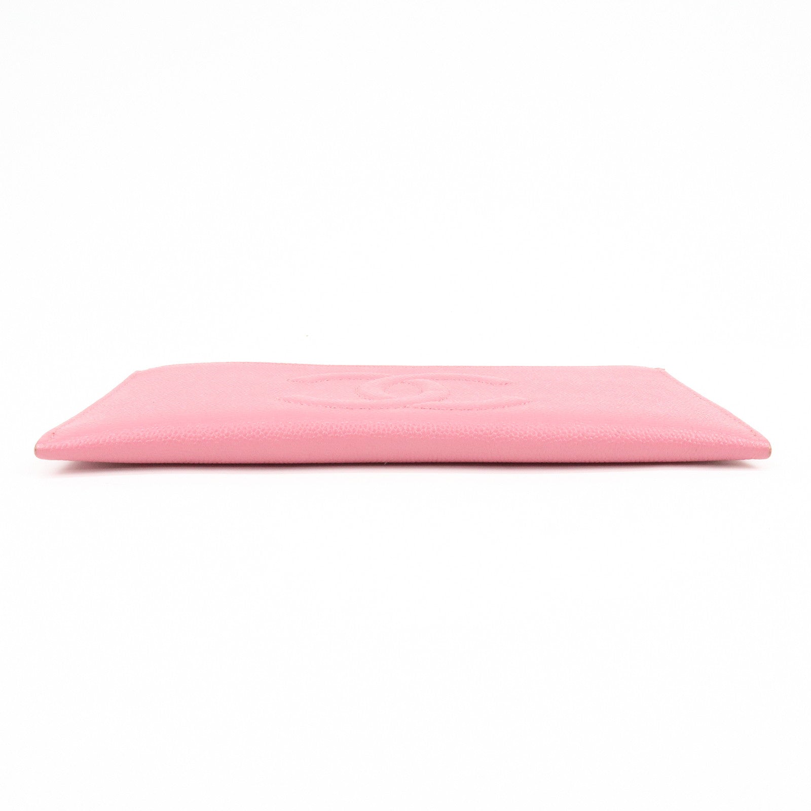 CHANEL COCO Mark Metiers D’Art Caviarskin Fragment Card Case Pink