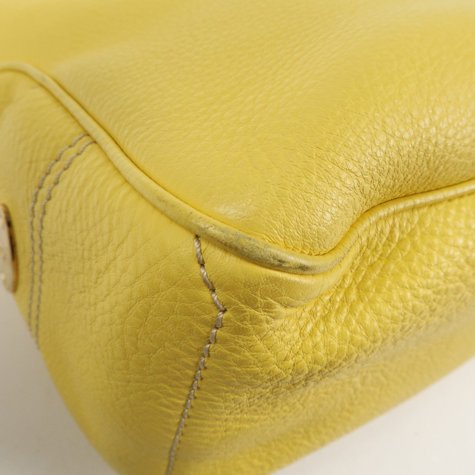 CELINE Leather Boogie Bag Hand Bag Tote Bag Yellow Gold HDW Used