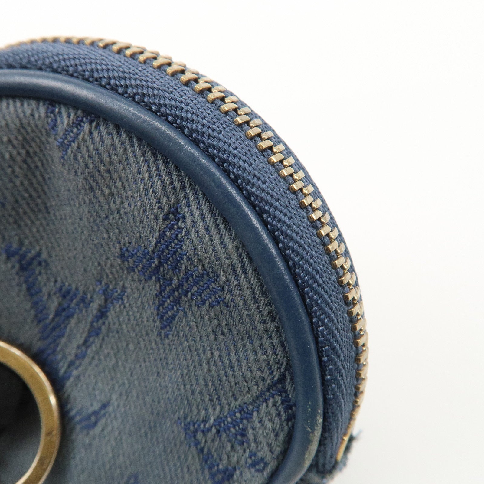 Louis Vuitton Monogram Denim Round Pouch Coin Case Blue M68290