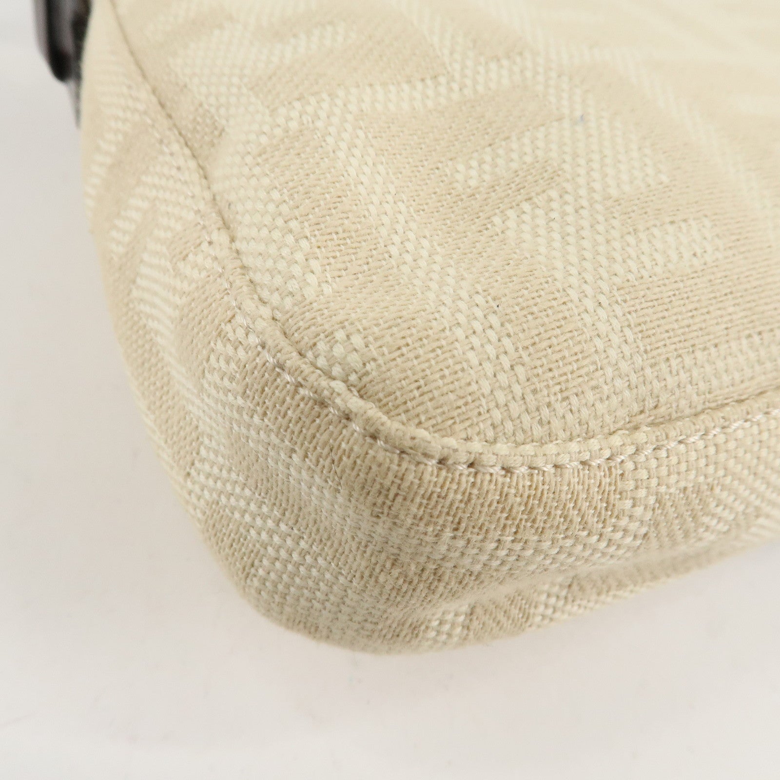 FENDI Mamma Baguette Zucca Canvas Leather Shoulder Bag Beige 26424 Used