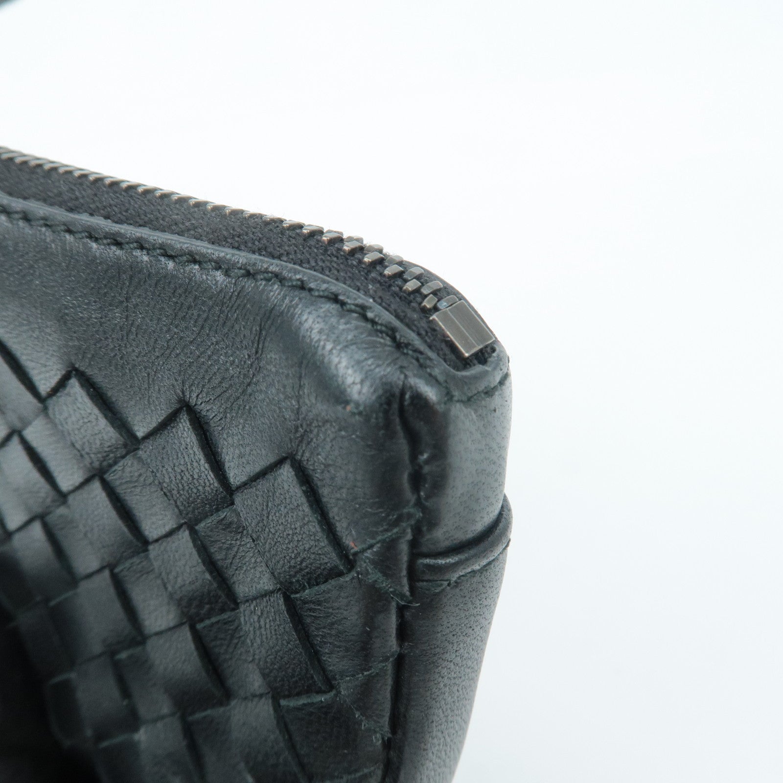 BOTTEGA VENETA Intrecciato Leather Coin Case Black 233808 Used