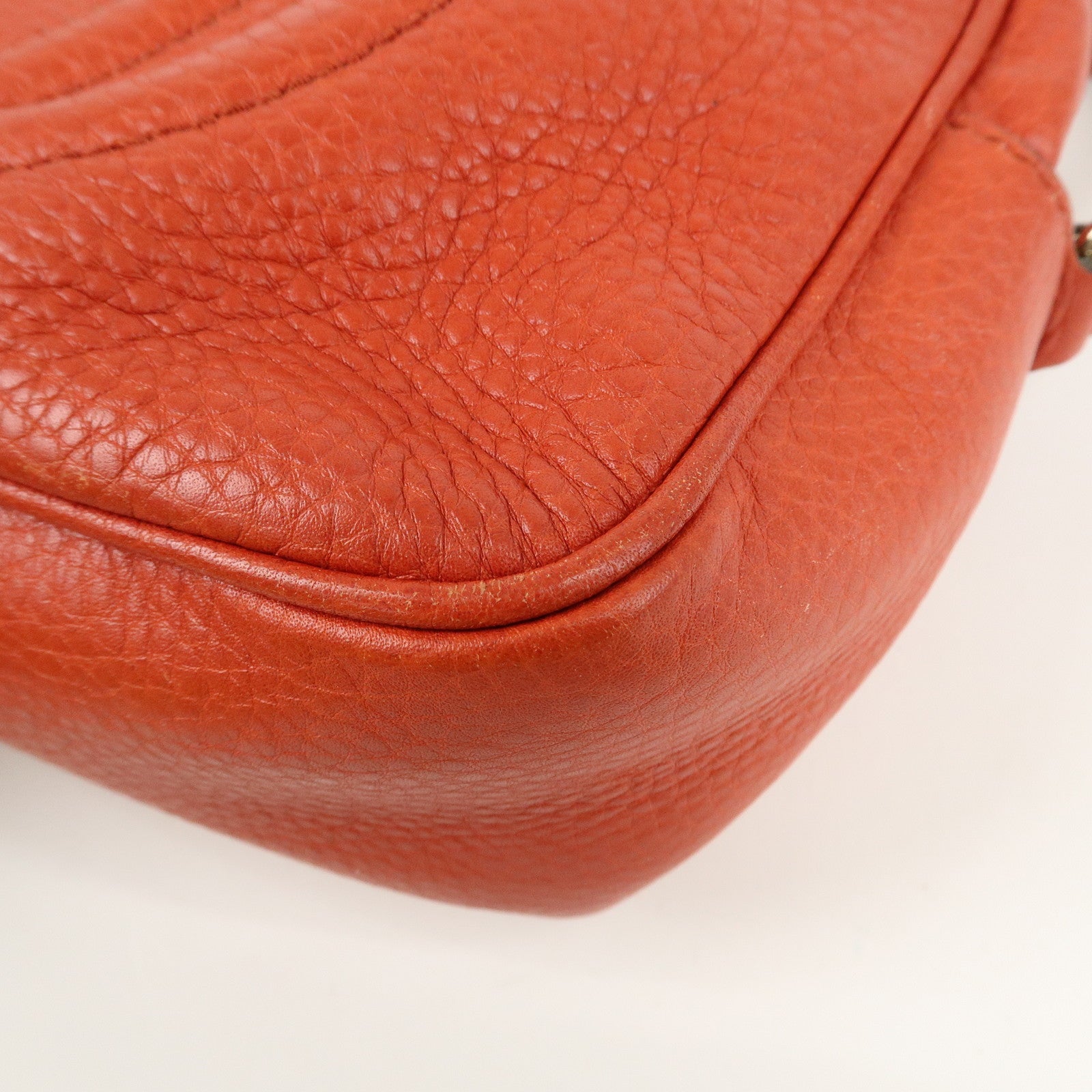 GUCCI SOHO Small Disco Leather Shoulder Bag Orange 308364 Used