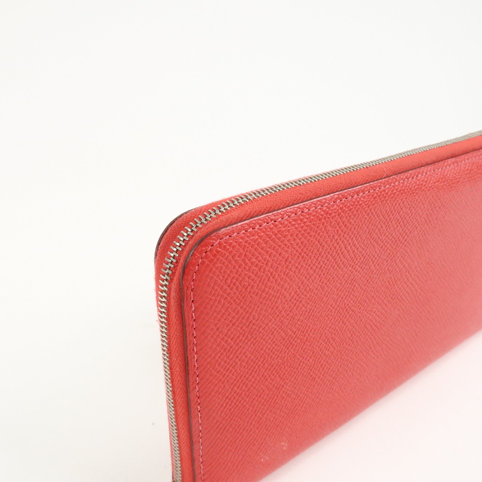 HERMES Leather Veau Epsom Azap Long Silkin Wallet Red Used