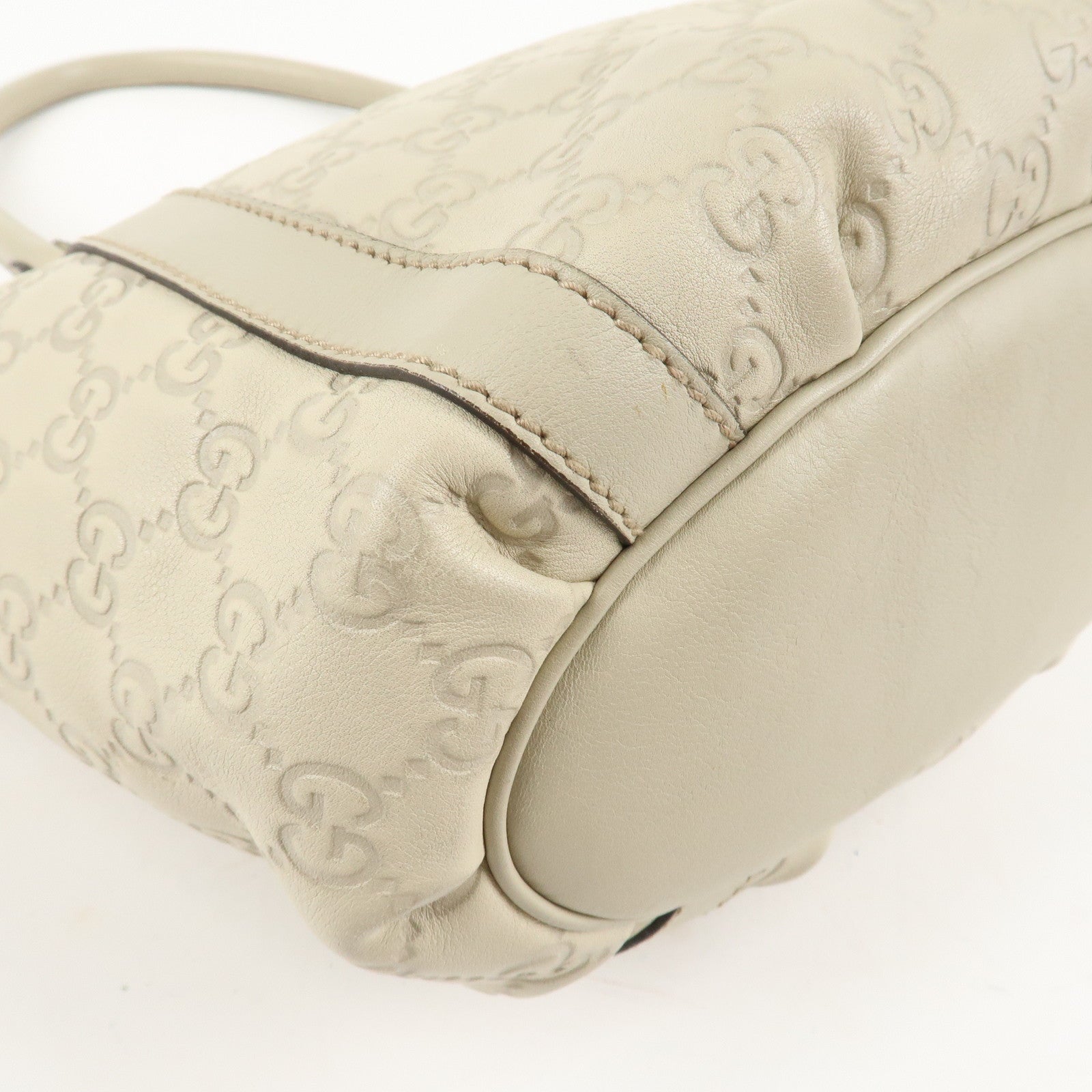 GUCCI Abbey GG Canvas Leather Shoulder Bag Ivory 211983