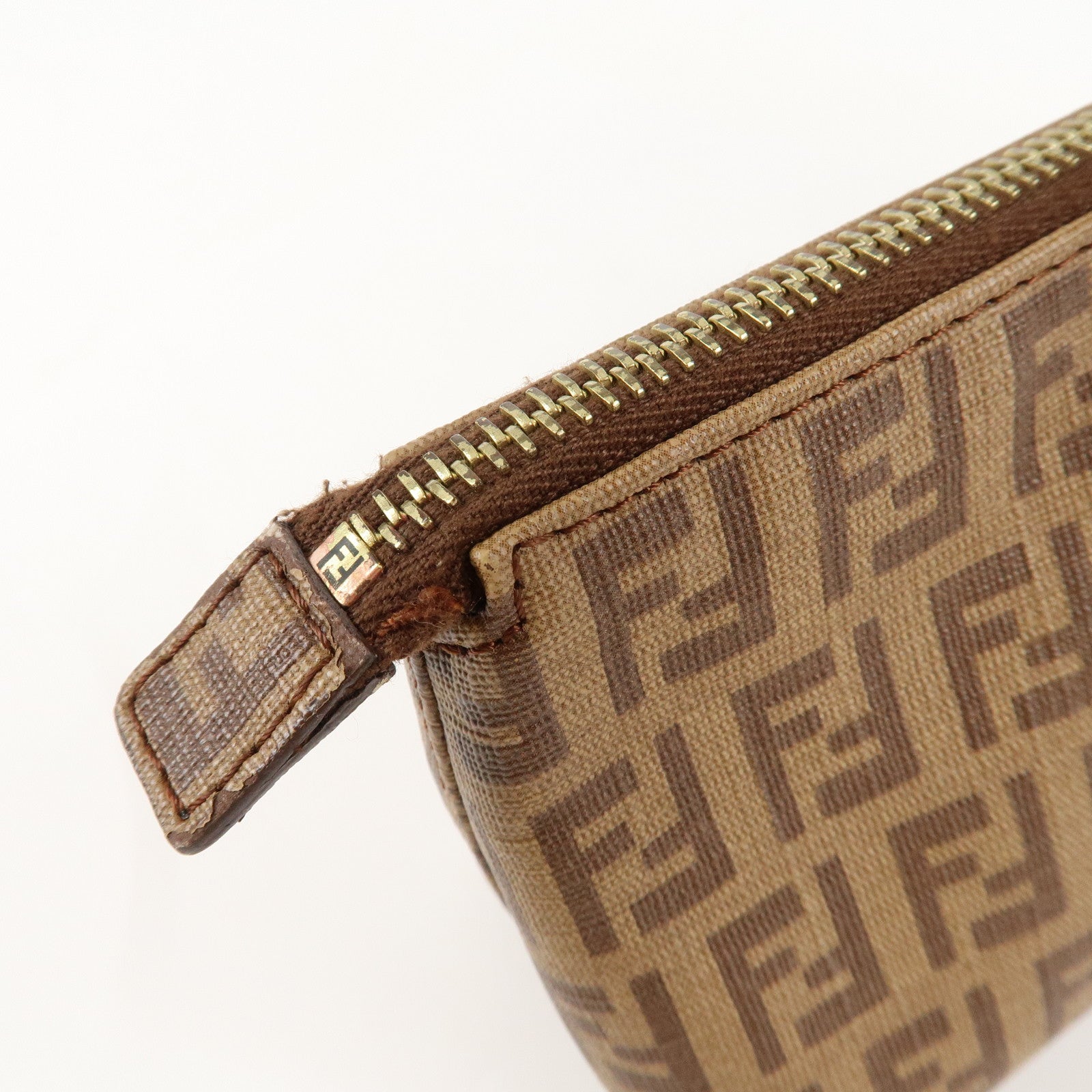 FENDI Zucchino PVC Pouch Brown 7N0074