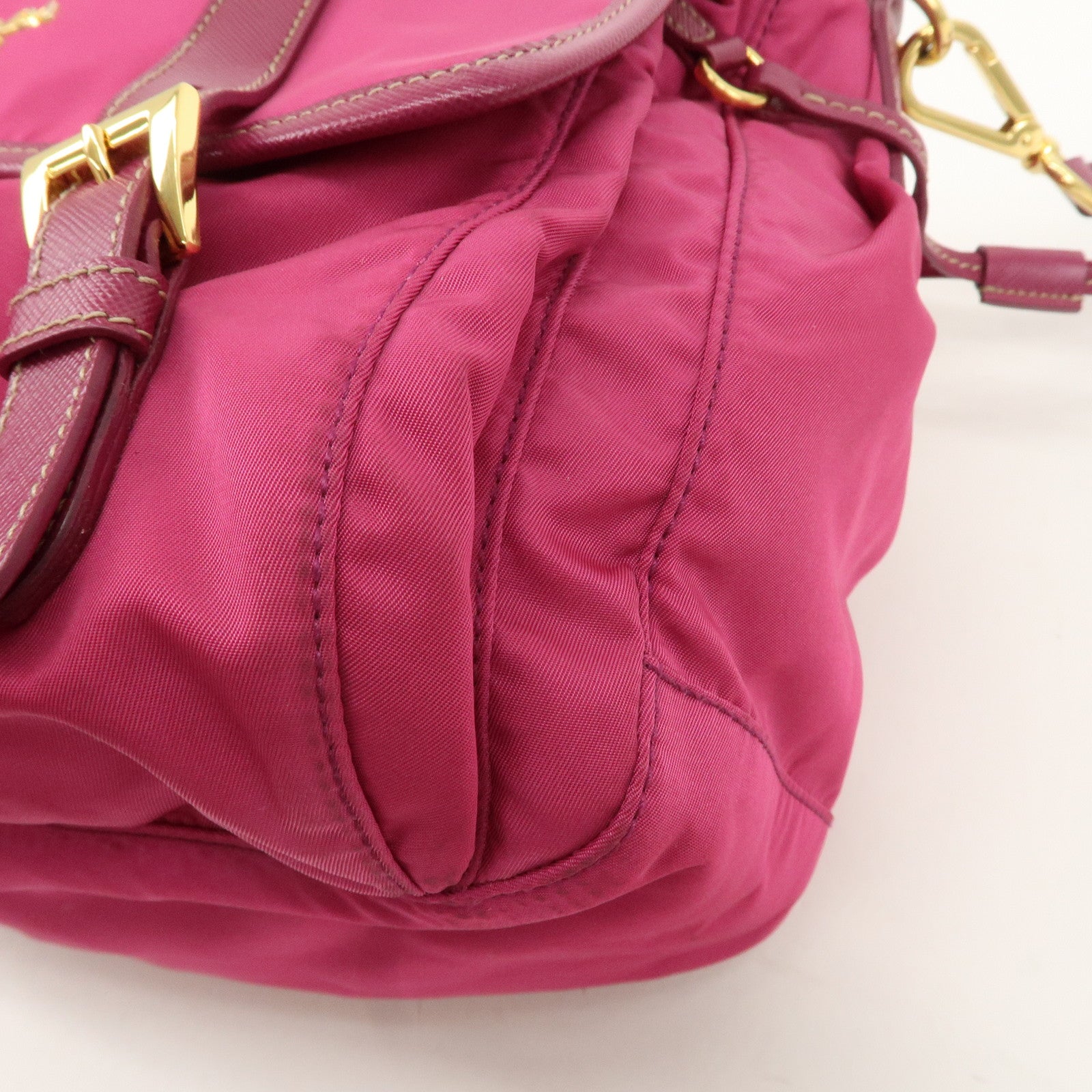 PRADA Nylon Leather Shoulder Bag Crossbody Bag Pink BT0687