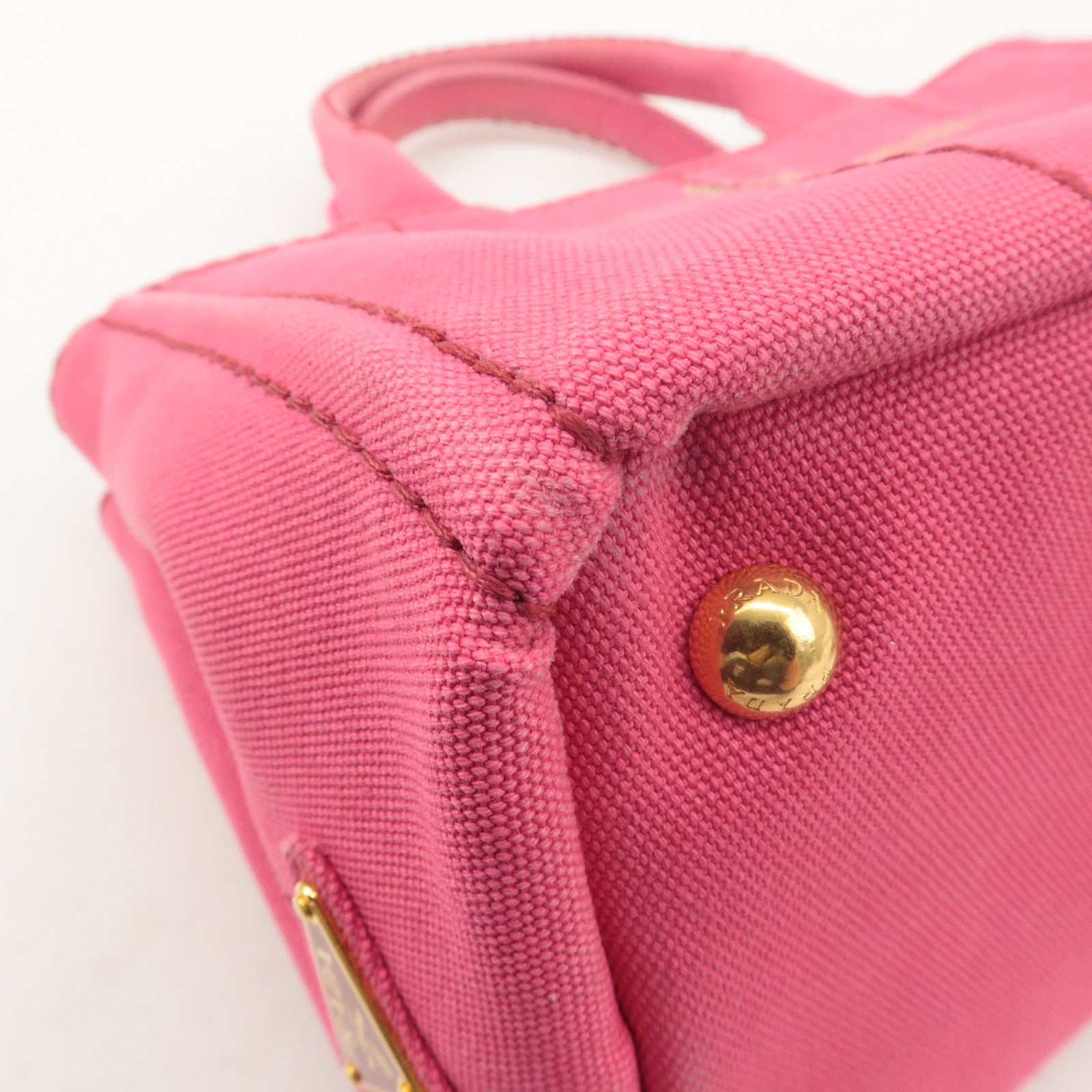 PRADA Logo Canapa Mini Canvas 2Way Shoulder Bag Pink