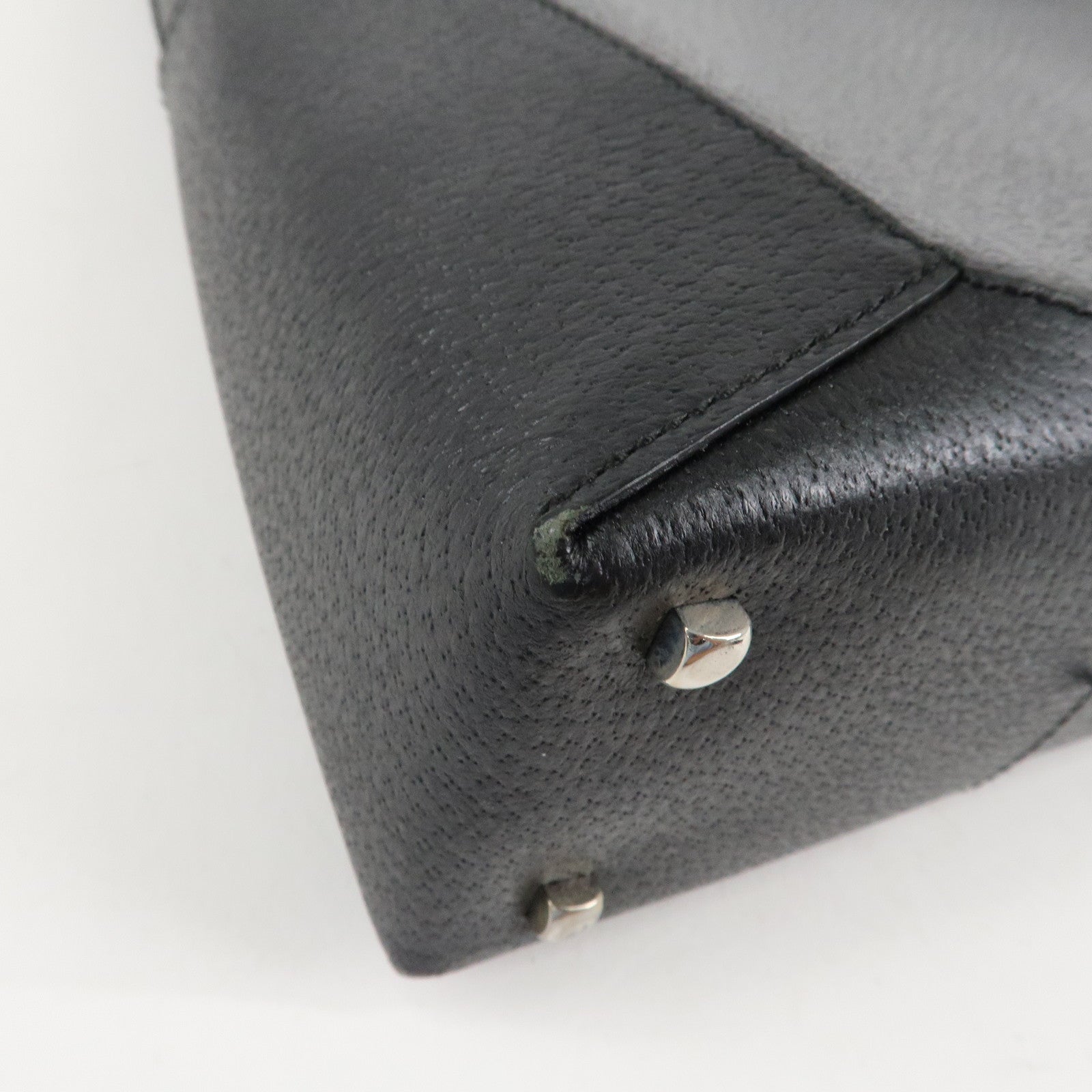 Ferragamo Leather Shoulder bag Hand Bag Black Silver HDW Used