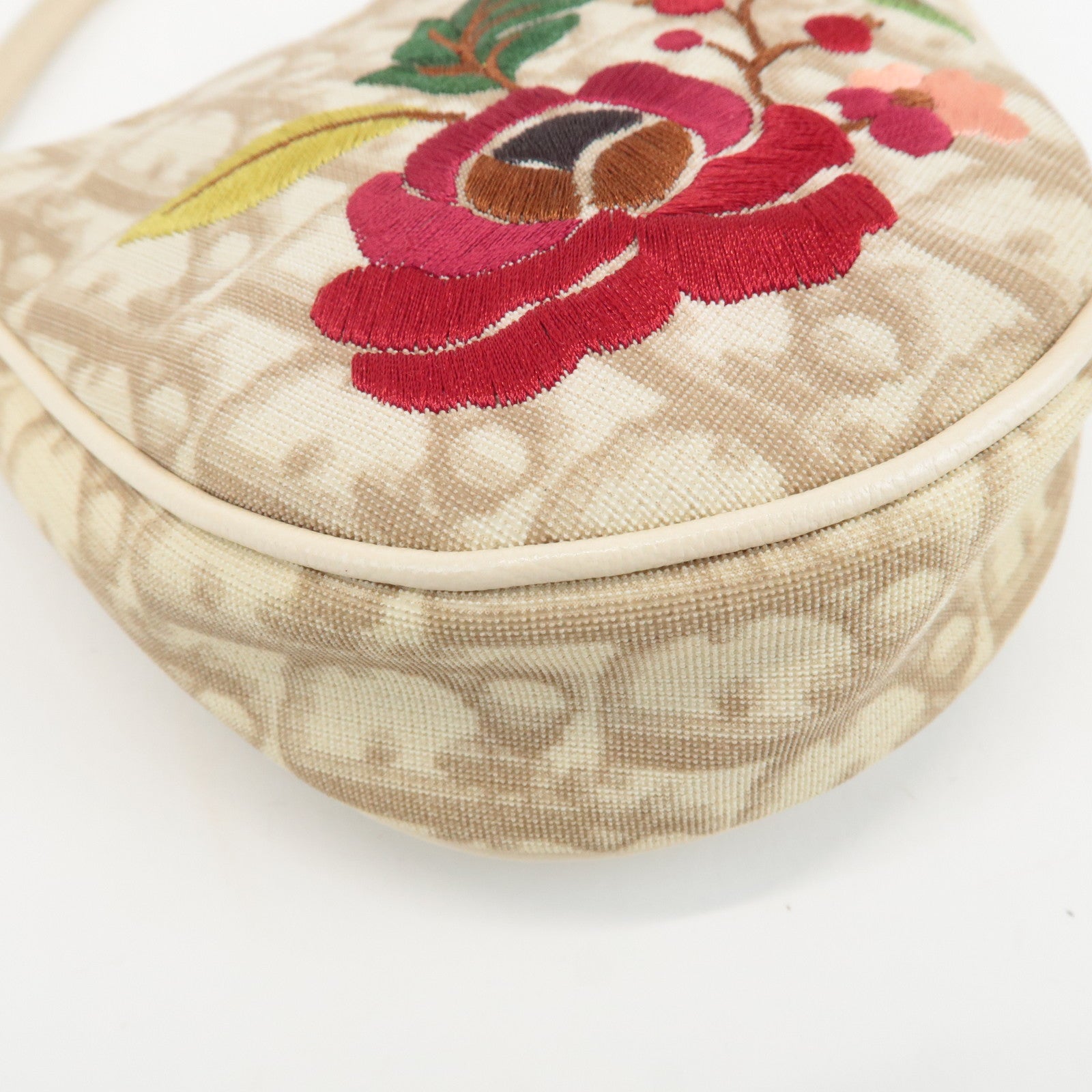 Christian Dior Trotter PVC Leather Saddle Pouch Flowers Embroidery