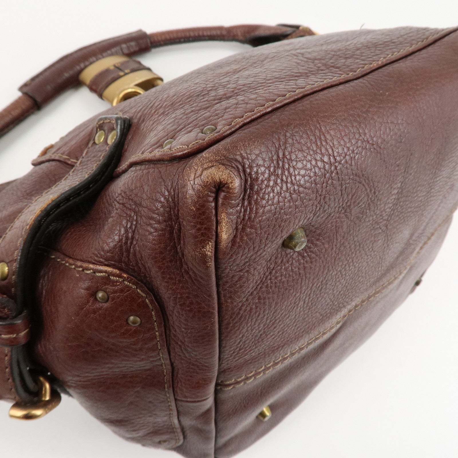 Chloe Paddington Leather Shoulder Bag Hand Bag Dark Brown