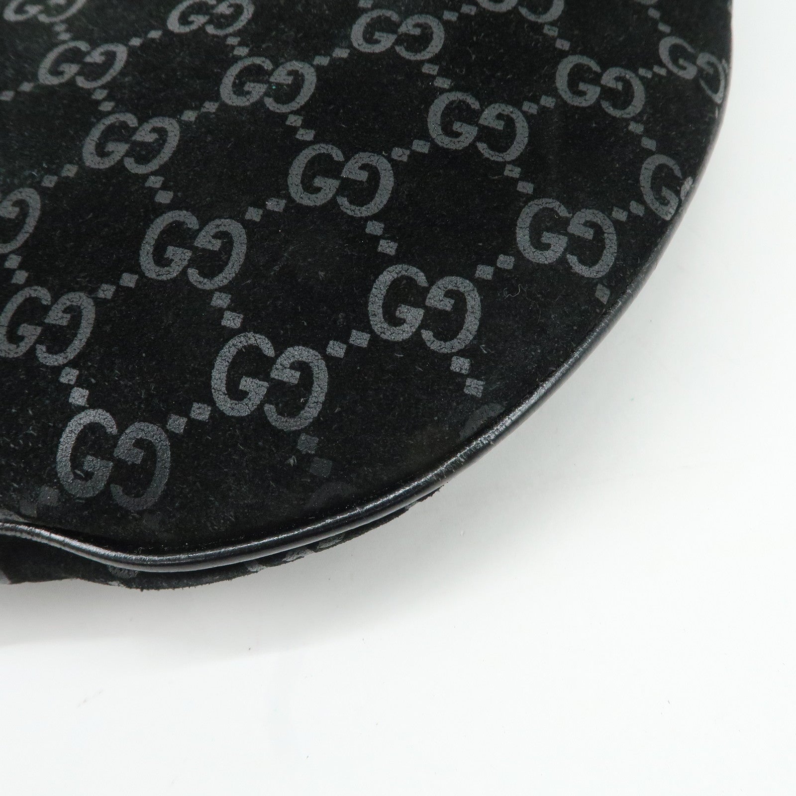 GUCCI GG Suede Leather Shoulder Bag Black 001.1206