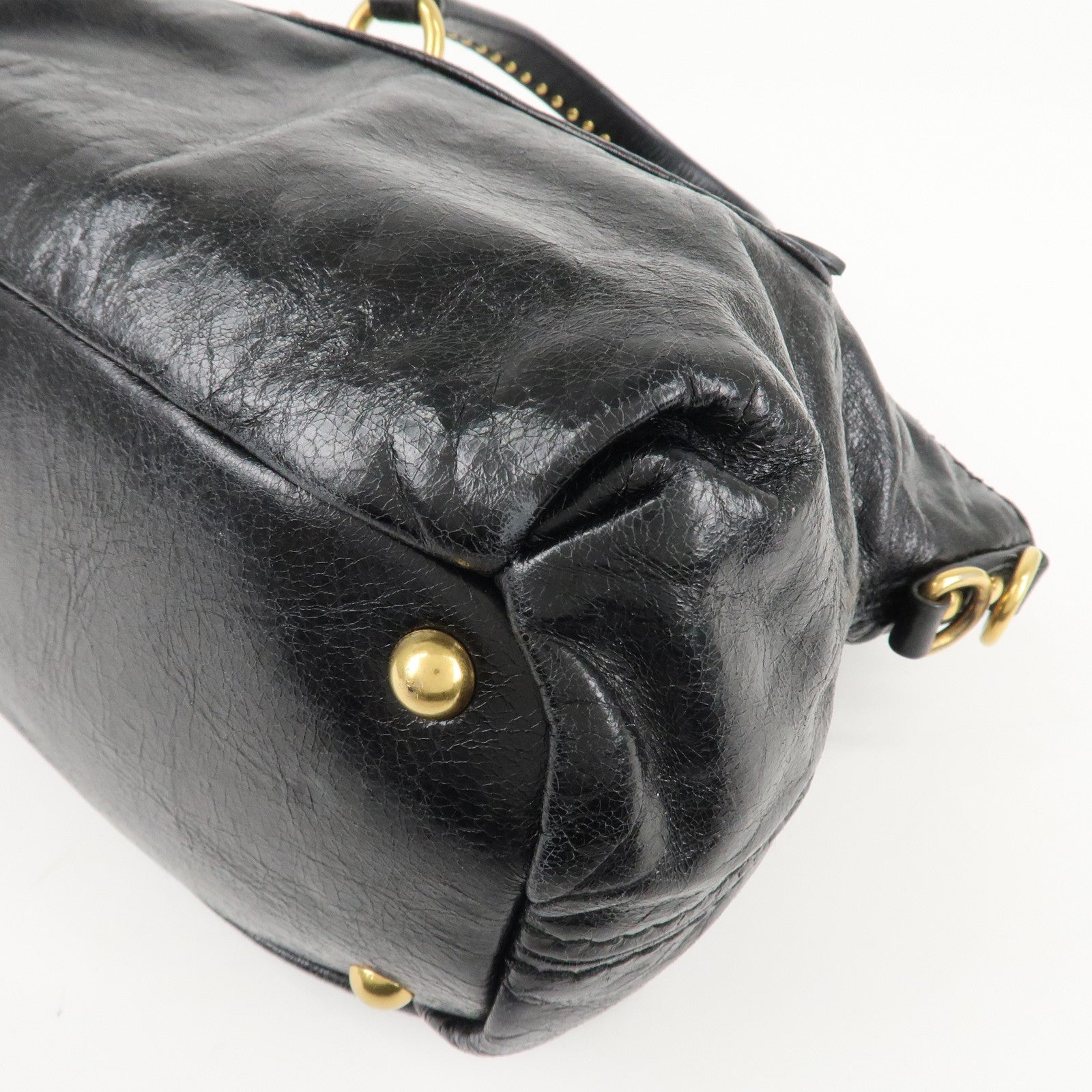 MIU MIU Leather 2 Way Bag Hand Bag Black