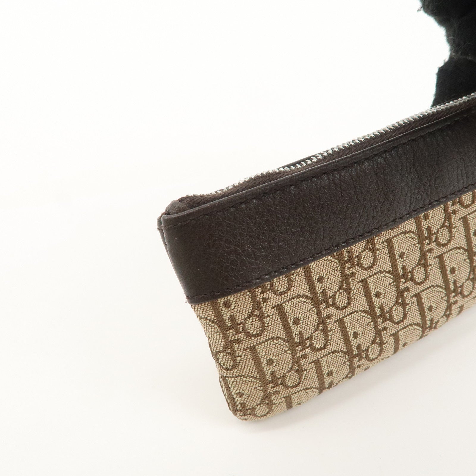 Chiristian Dior Trotter Canvas Leather Coin Key Case Beige Brown Used