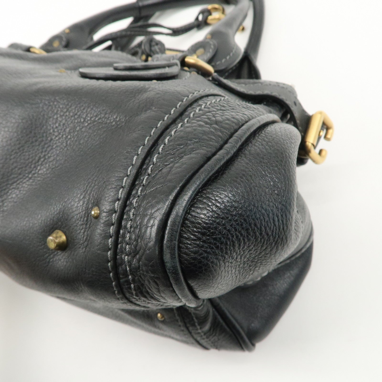 Chloe Paddington Leather Hand Bag Black Gold Hardware Used