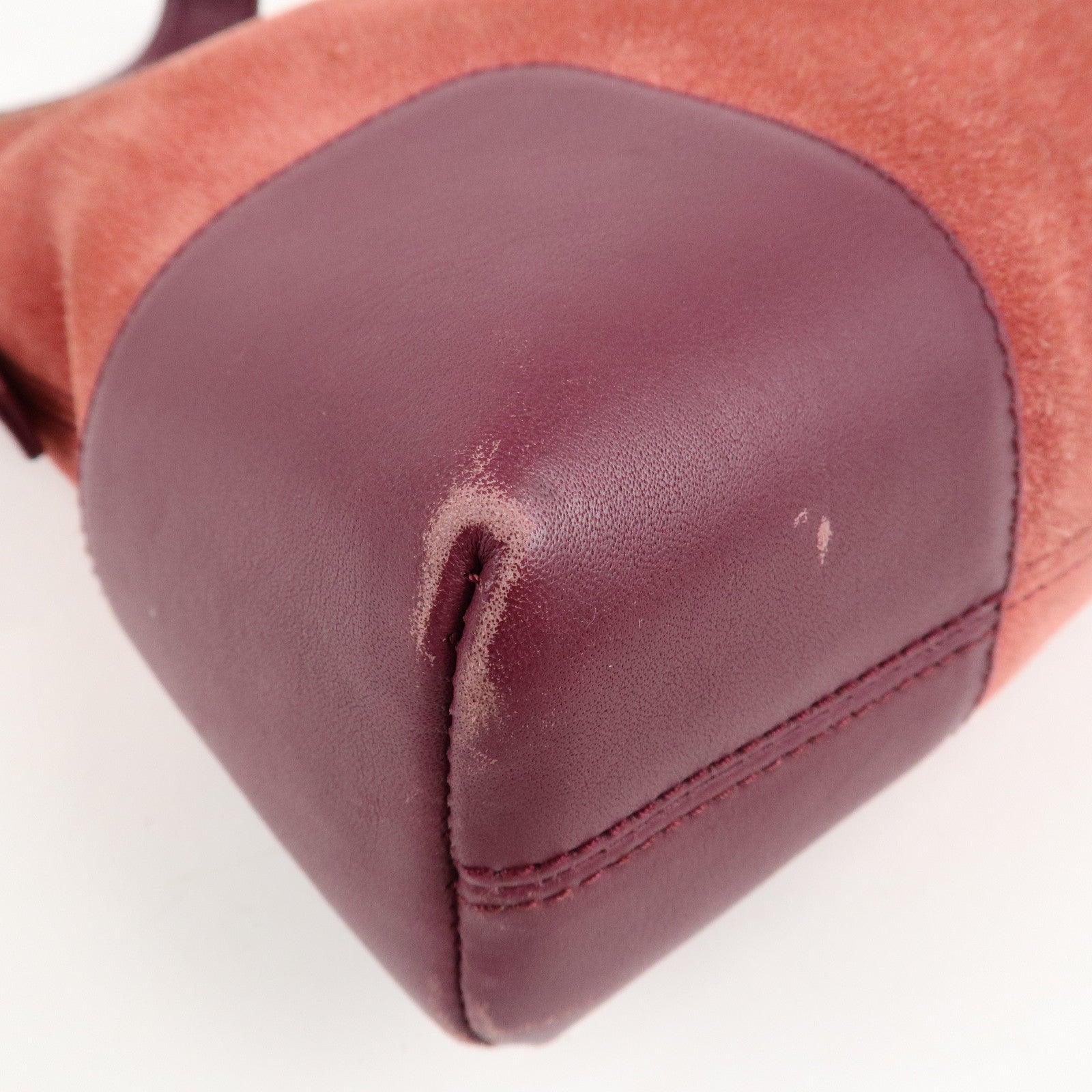 LOEWE Anagram Suede Leather Shoulder Bag Red Purple