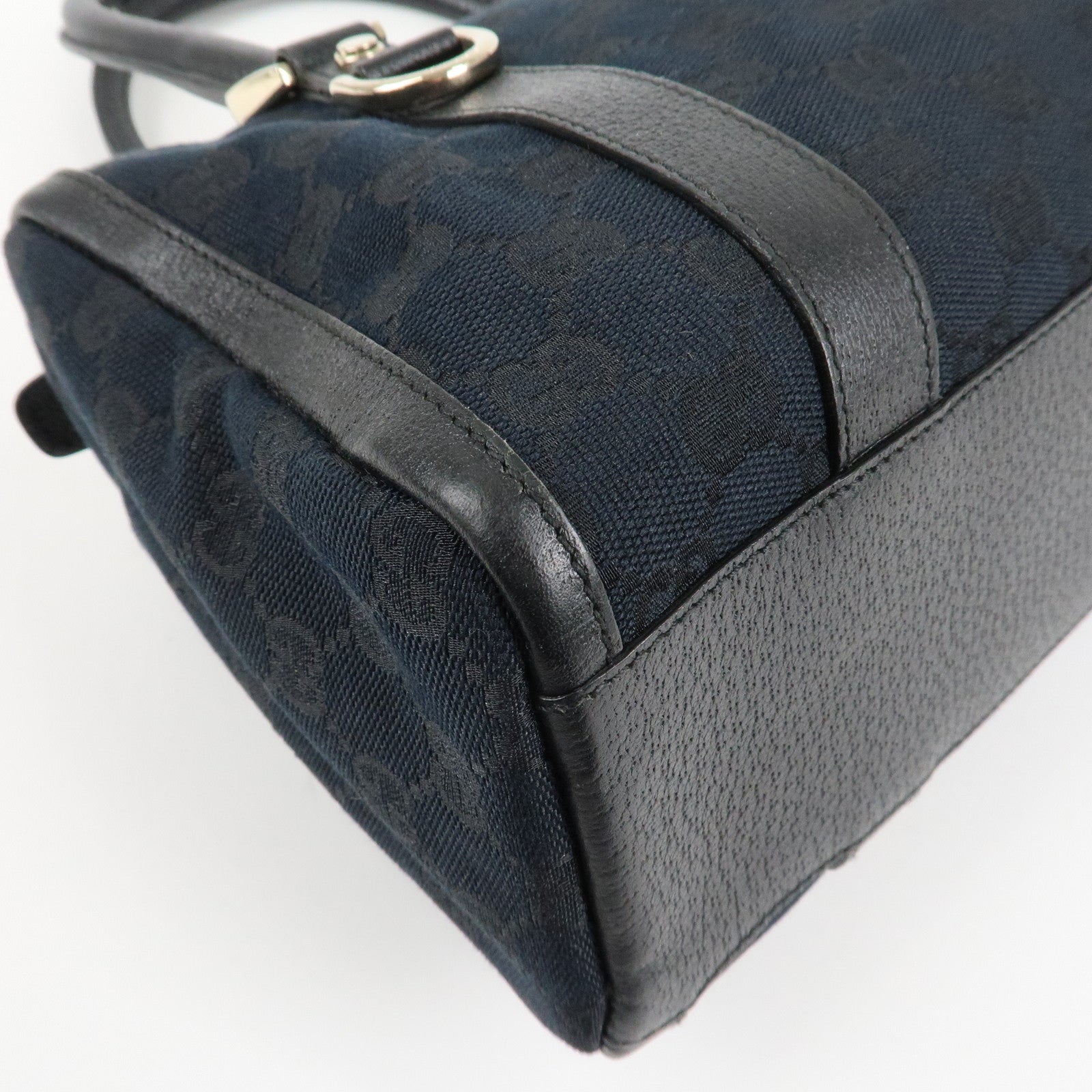 GUCCI Abbey GG Canvas Leather Mini Boston Bag Black 130942 Used