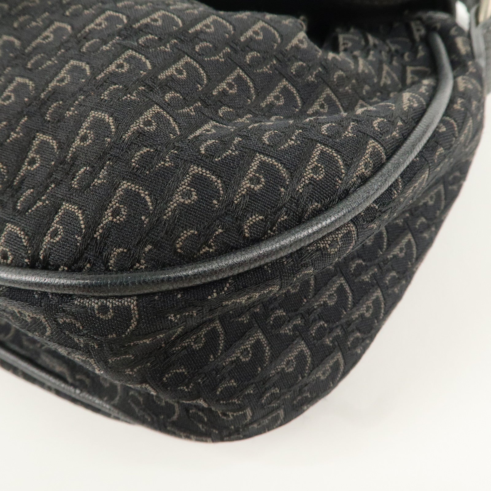 Christian Dior Trotter Canvas Leather Shoulder Bag Black