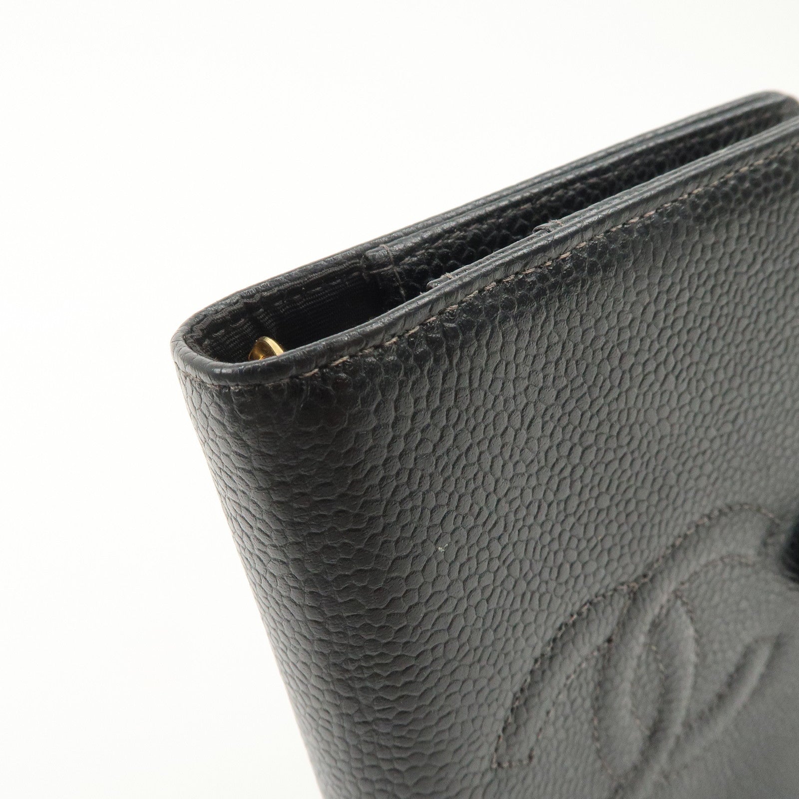 CHANEL Caviar Skin COCO Mark Planner Cover Black Used