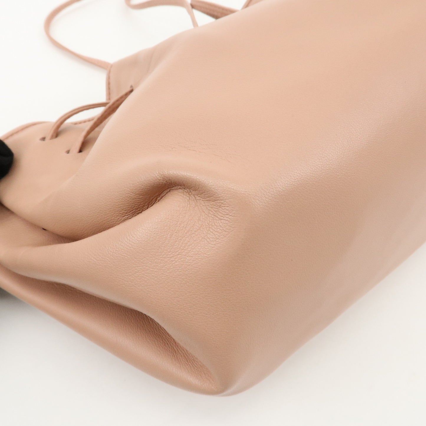 LOEWE Anaglam Leather Shoulder Bag Drawstring Bag Pink Beige