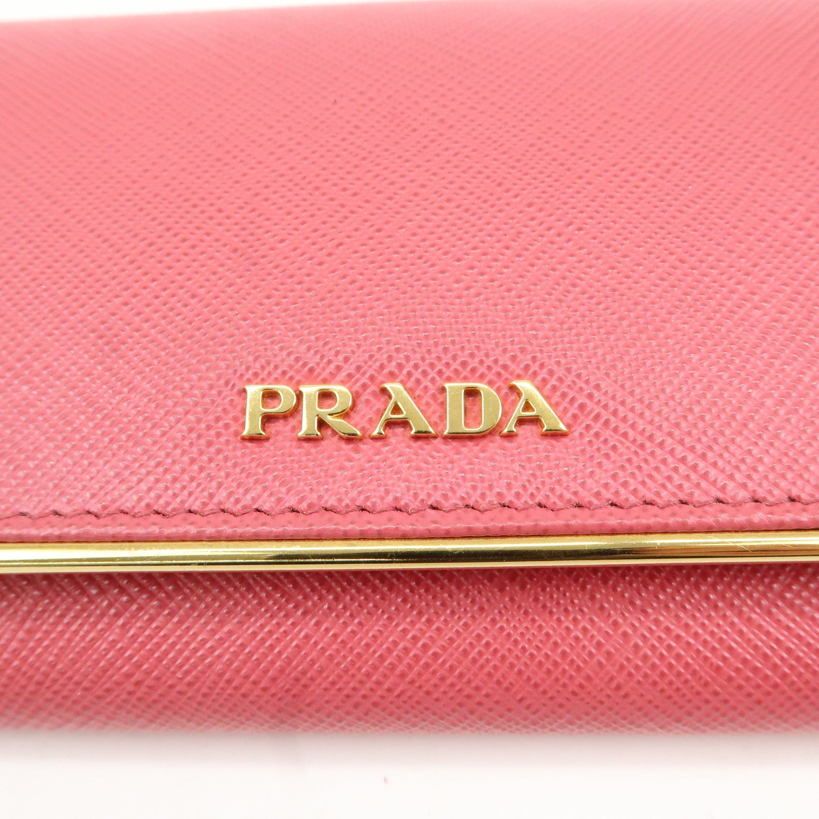 PRADA Saffiano Leather Bi Fold Long Wallet Pink 1MH132