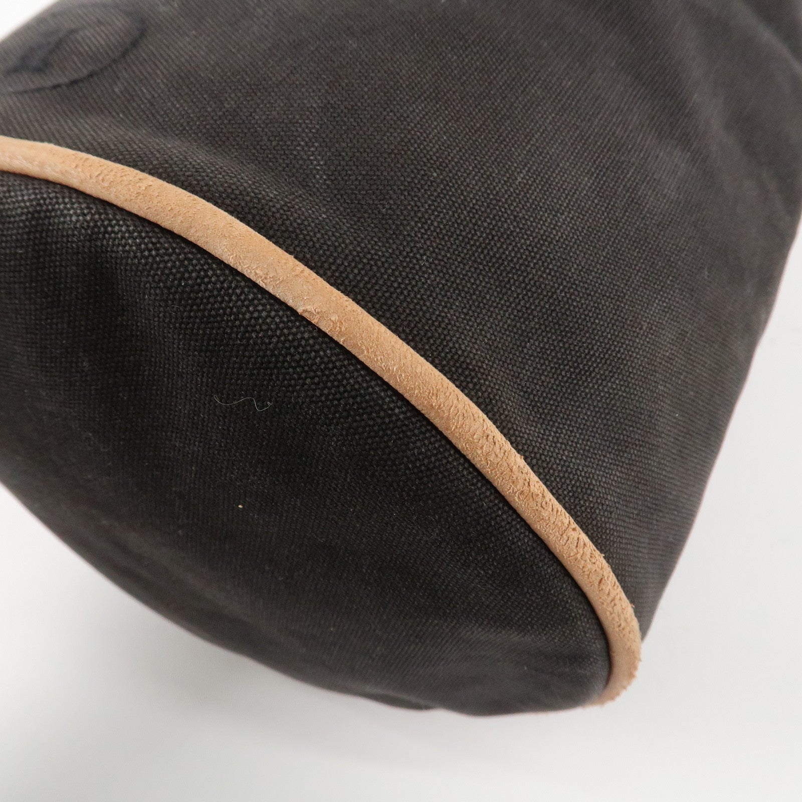 HERMES Cotton Canvas Leather  Polochon Mimile PM Black Used