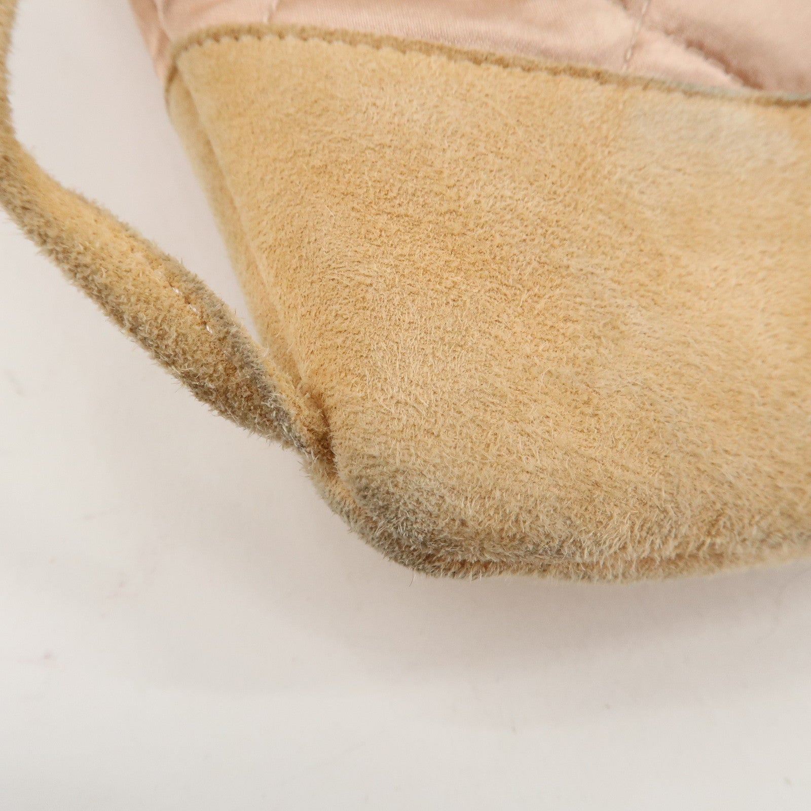 CHANEL Matelasse Satin Suede Back Pack Ruck Sack Pink Beige Used