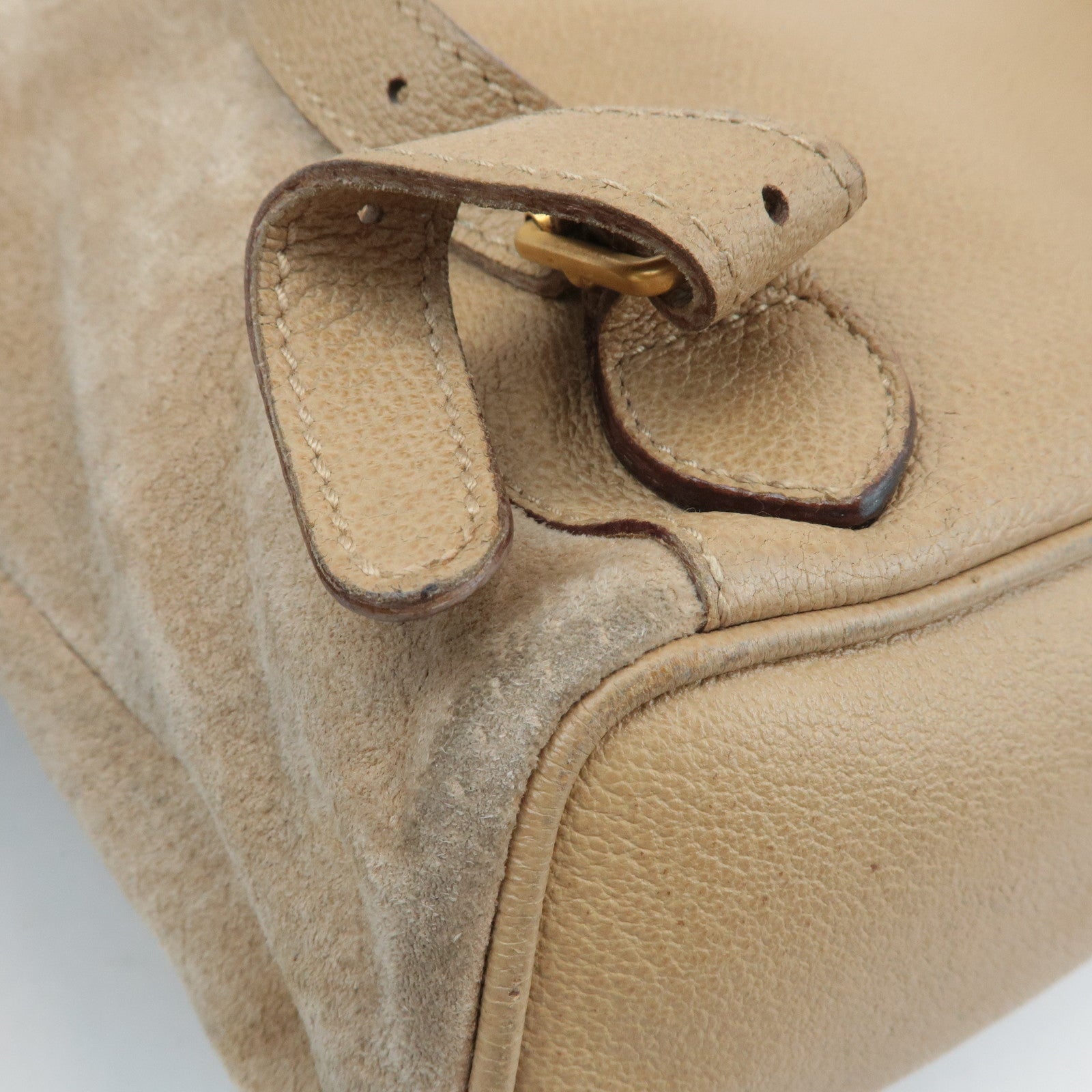 GUCCI Bamboo Suede Leather Back Pack Beige 003.1998.0016