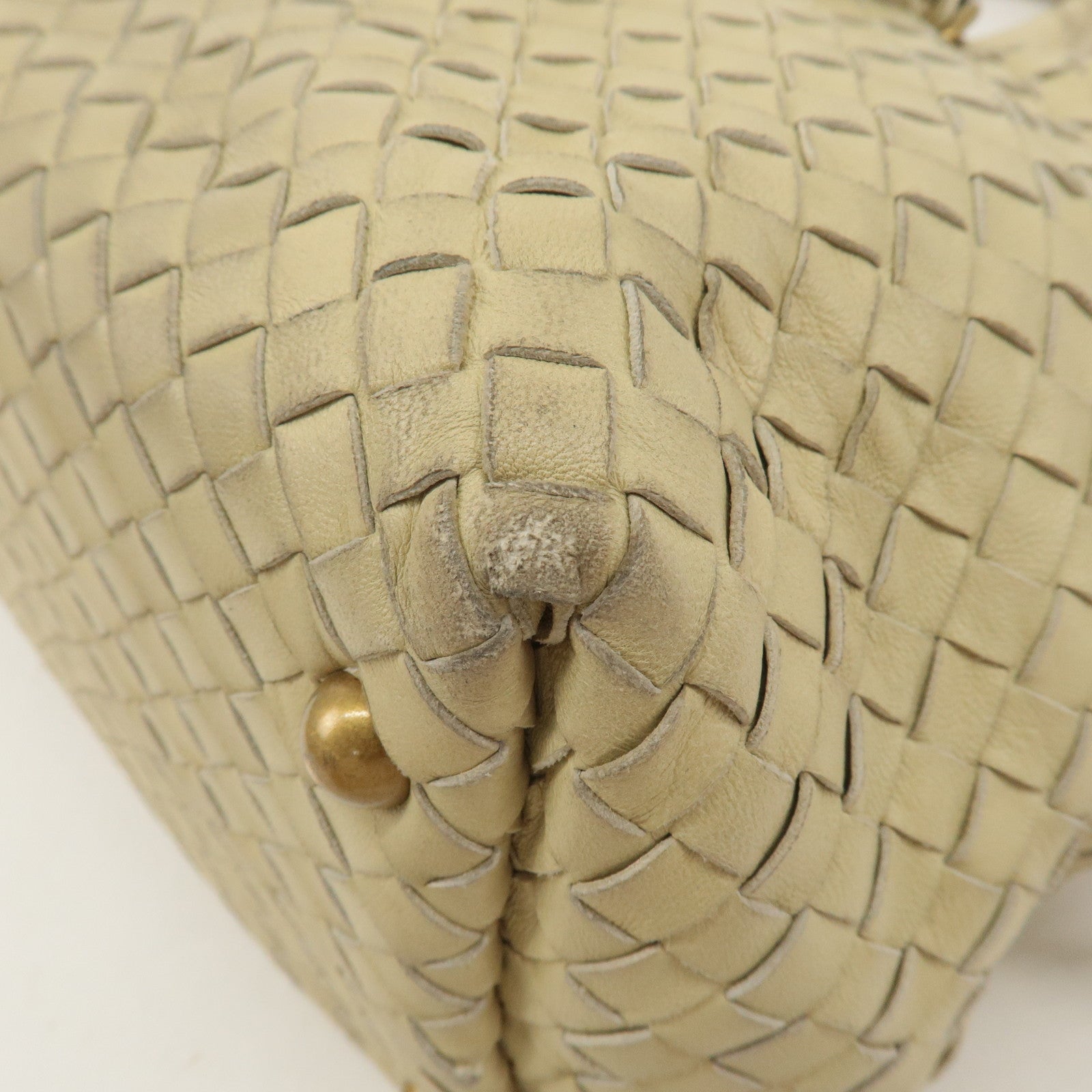 BOTTEGA VENETA Intrecciato Leather Boston Bag Beige 173398