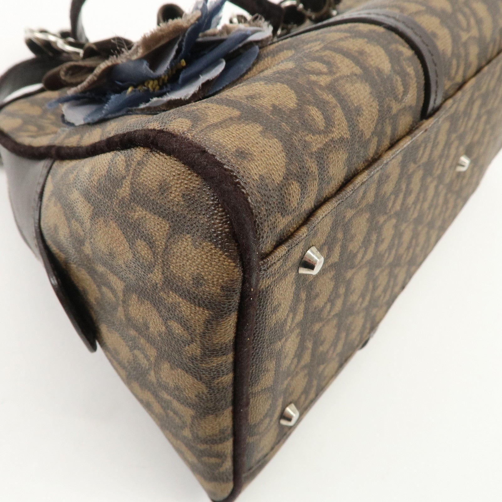 Christian Dior Romantic Trotter PVC Velor Chain Shoulder Bag Used