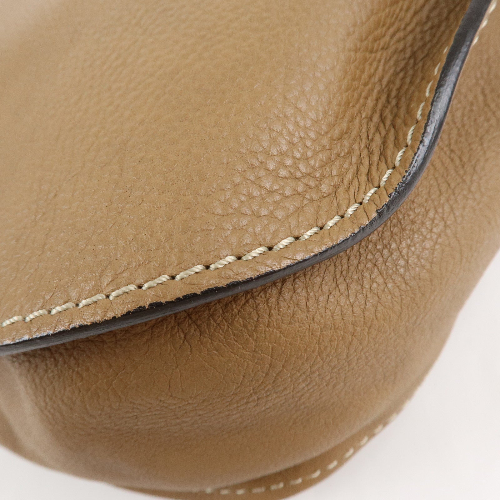 Chloe Marcie Leather Shoulder Bag Hand Bag Beige Used