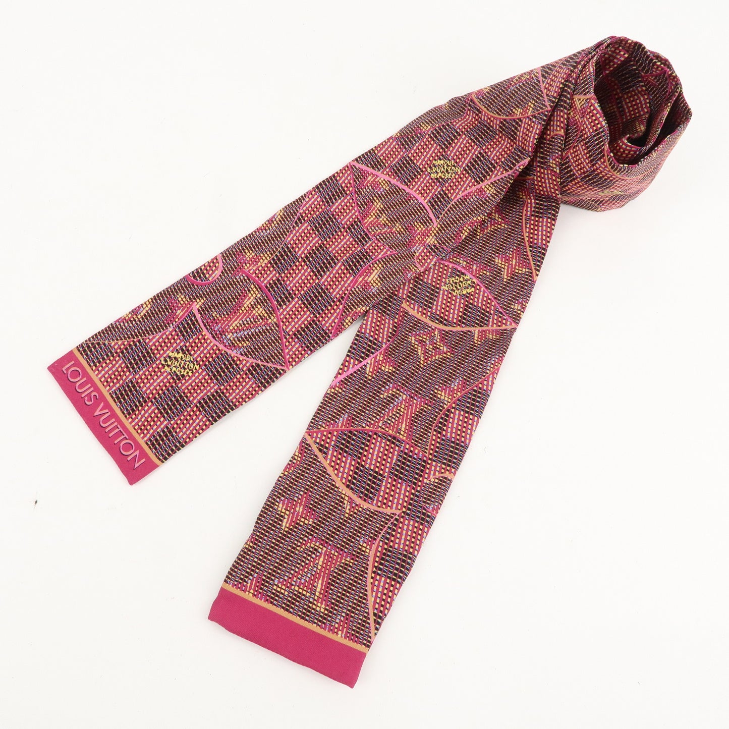 Louis Vuitton Pop Bandeau Silk 100% Scarf Fuchsia MP2499