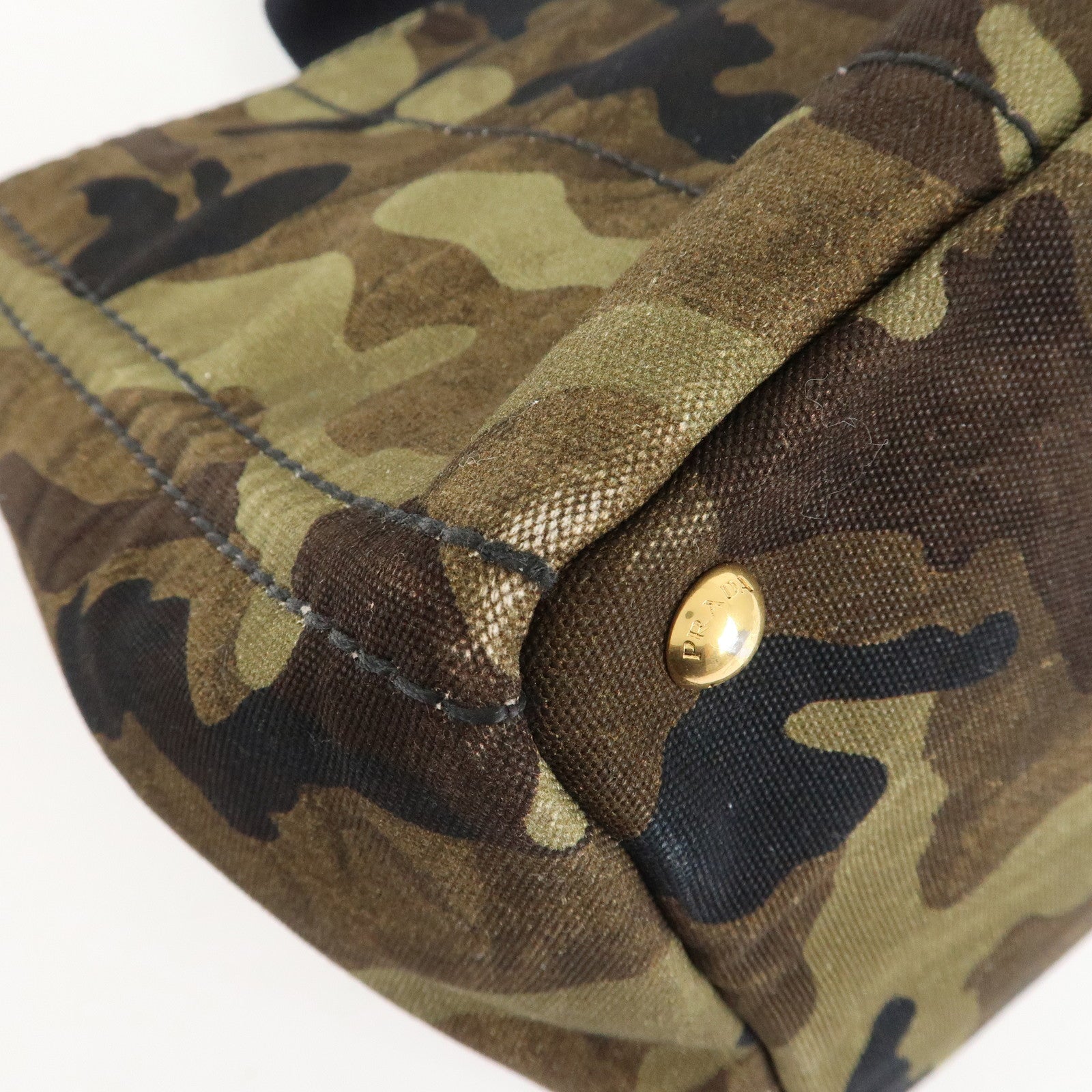 PRADA Logo Canapa Canvas Large Tote Bag Camouflage BN2020