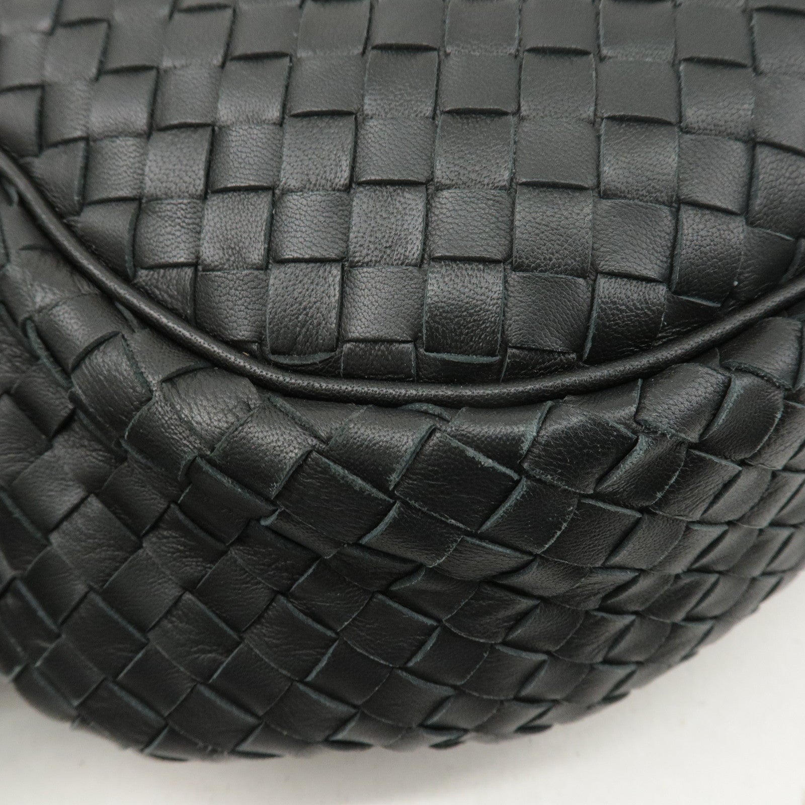 BOTTEGA VENETA Intrecciato Leather Shoulder Bag Black