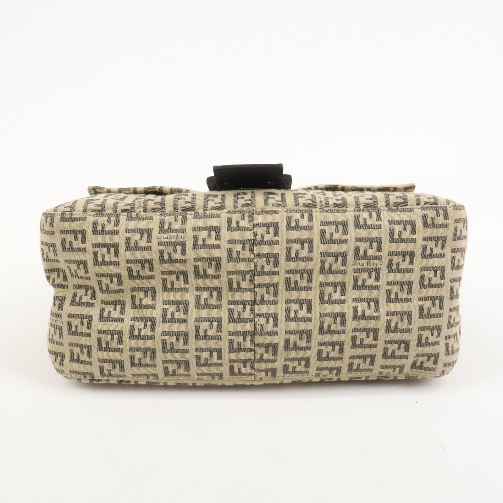 FENDI Zucchino Mamma Baguette Canvas Leather Shoulder Bag 8BR001