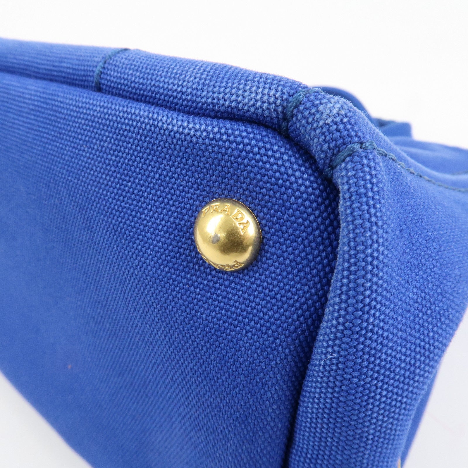 PRADA Logo Canapa Mini Canvas 2Way Tote Shoulder Bag Blue BN2439 Used