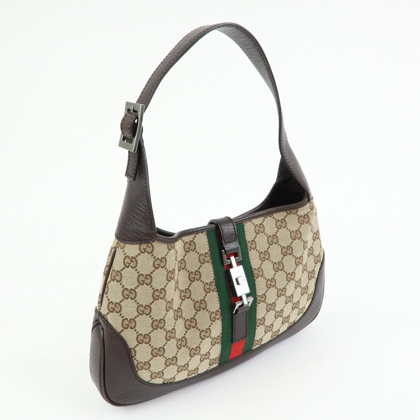 GUCCI Sherry Jackie GG Canvas Leather Shoulder Bag Hand Bag 00963
