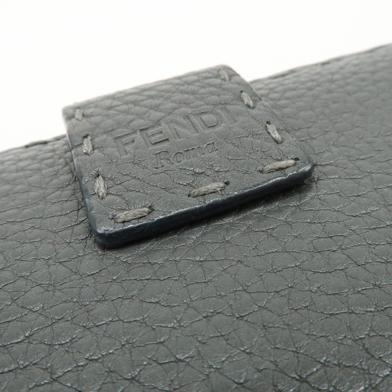 FENDI Selleria Leather Peekaboo Bi-Fold Long Wallet Gray 8M0308
