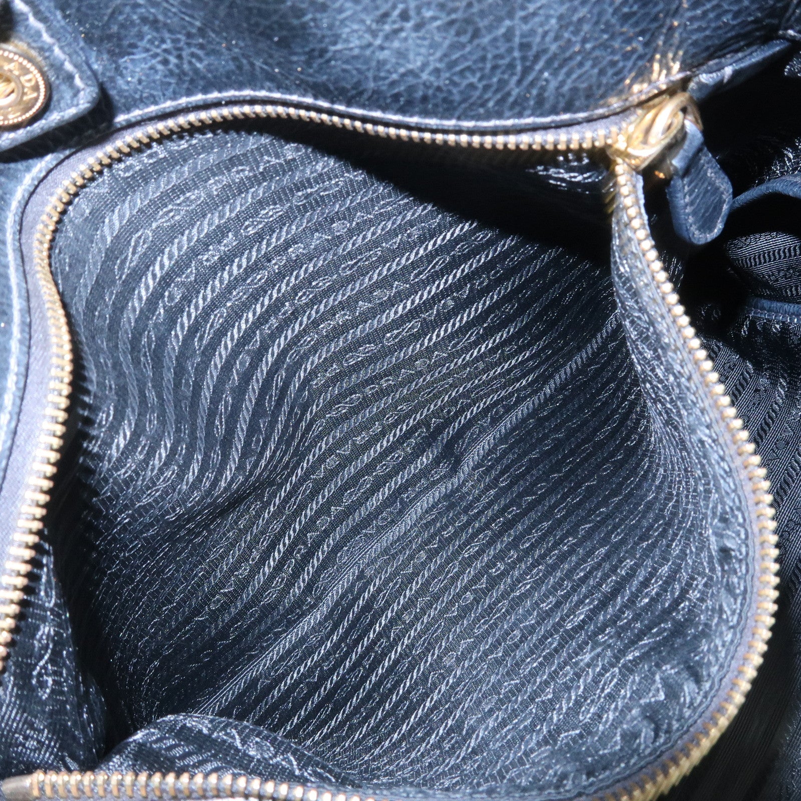 PRADA Logo Leather 2Way Tote Bag Shoulder Bag Black BN1713