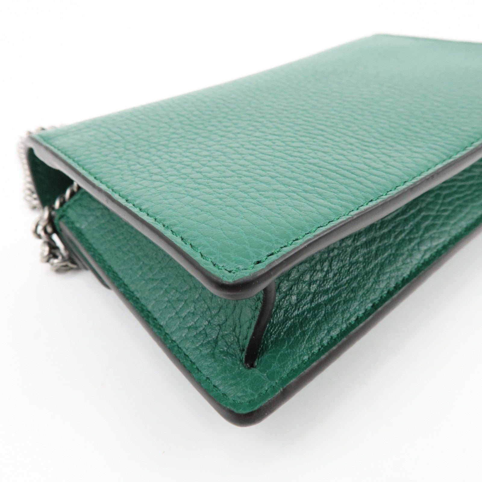 GUCCI Dionysus Super Mini Leather Chain Shoulder Bag Green 476432