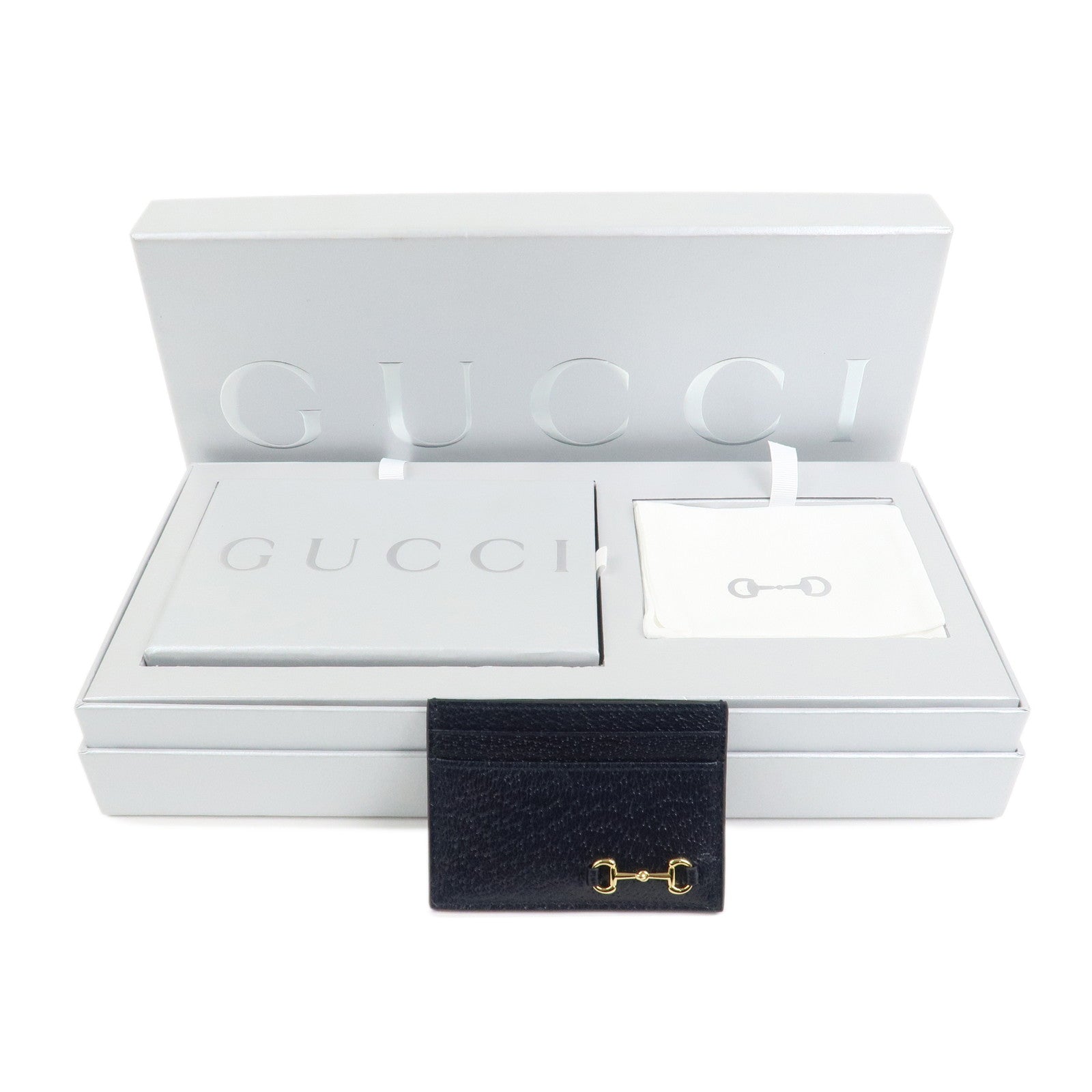 GUCCI Horsebit Leather Card Case Card Holder Cards Navy 700469