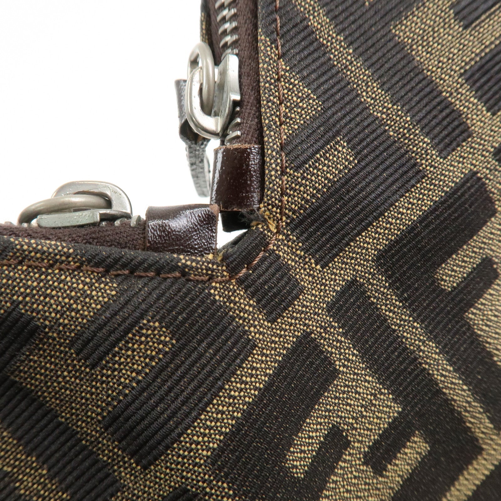 FENDI Zucca Canvas Leather Shoulder Bag Hand Bag Brown 83150870992