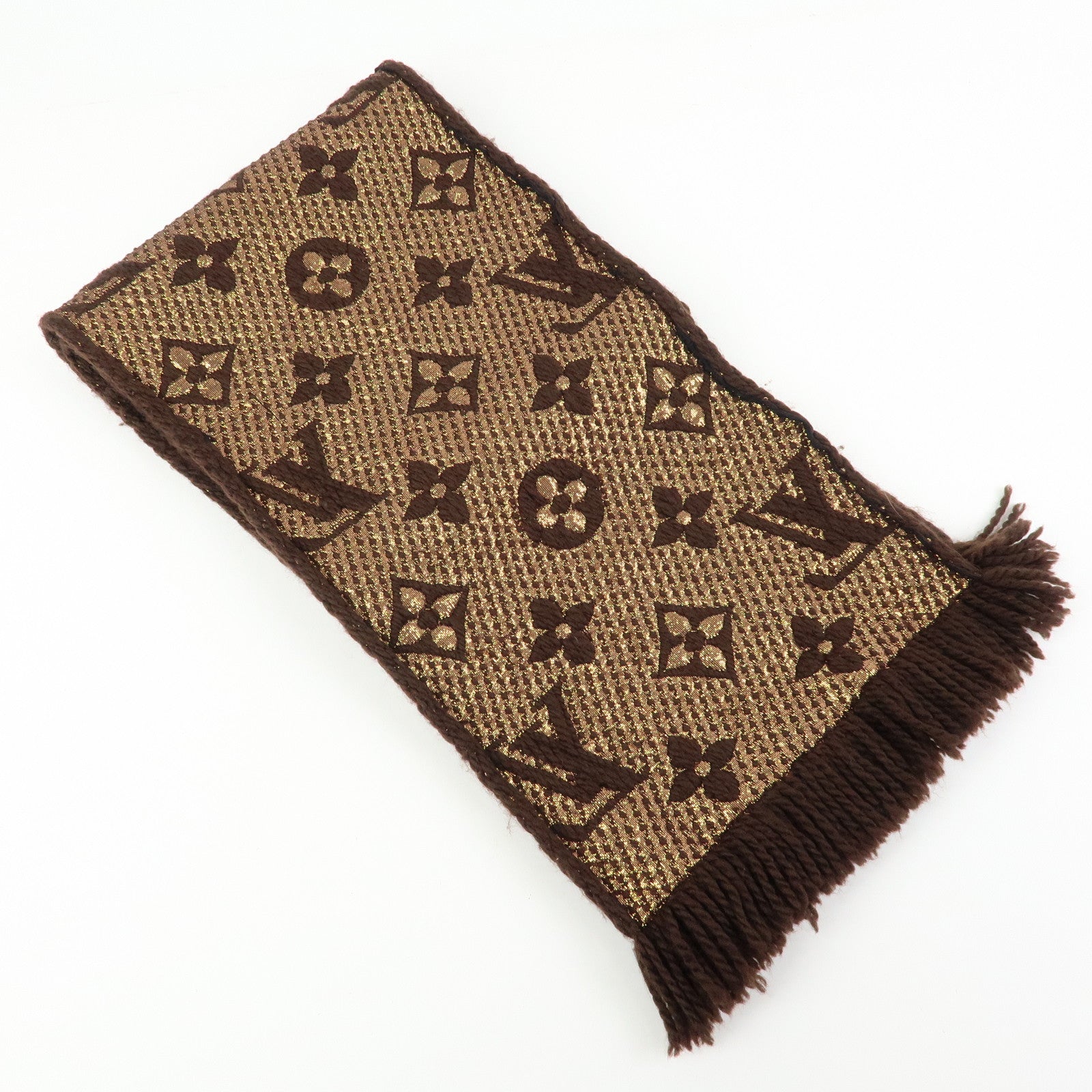 Louis Vuitton Echarpe Logomania Shine Wool Silk Scarf Brown M71383