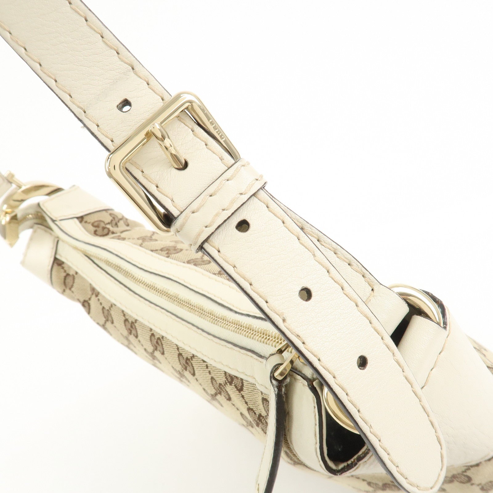 GUCCI GG Canvas Leather Shoulder Bag Brown Ivory 211810