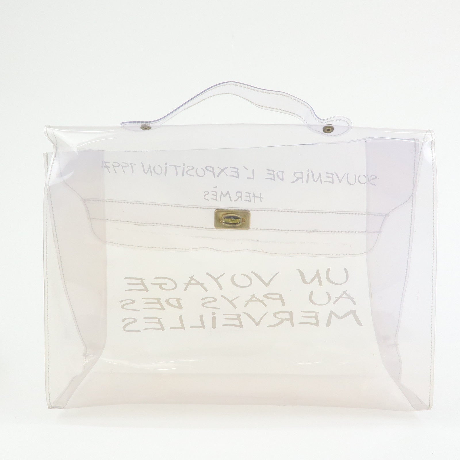 HERMES Kelly Vinyl Hand Bag Clear