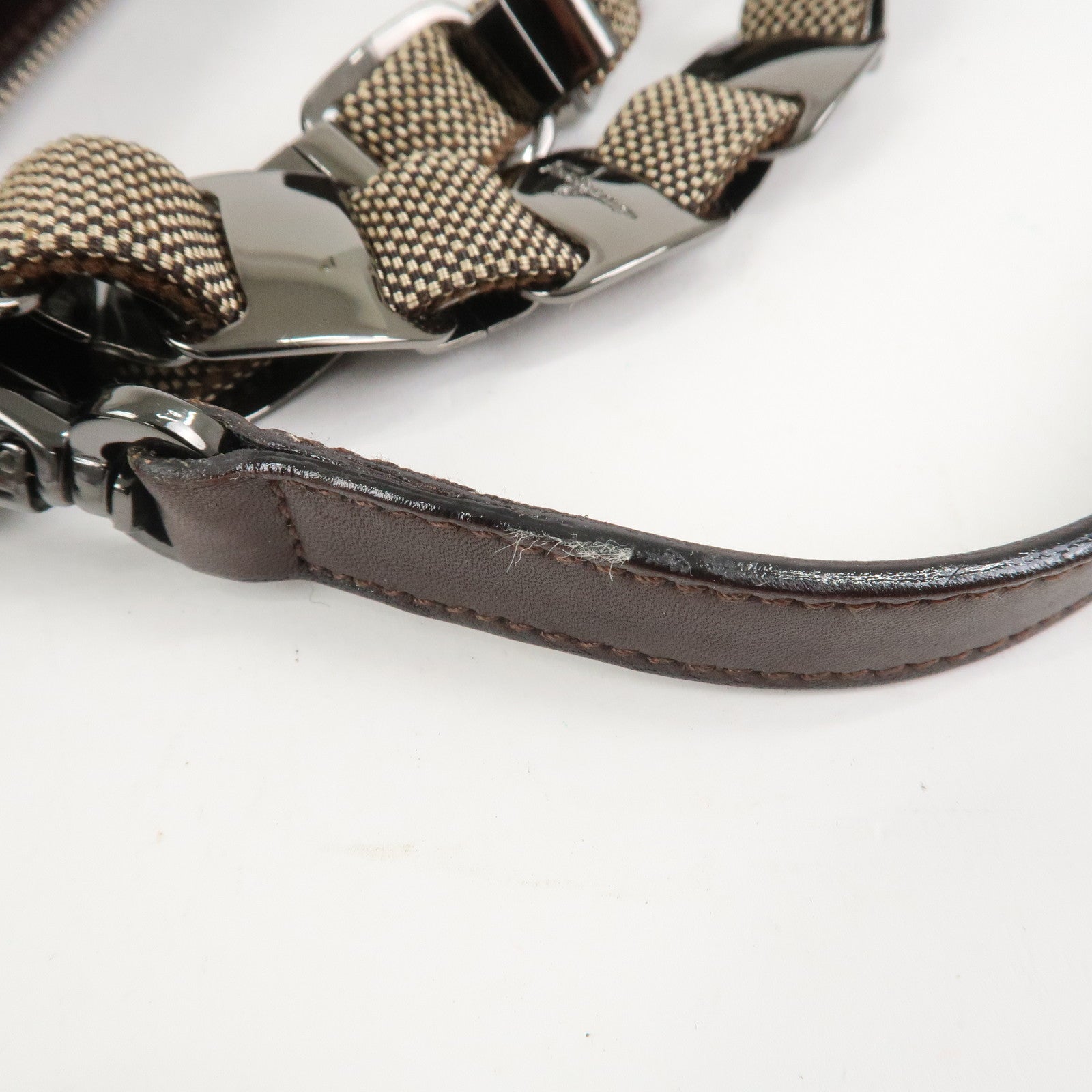 Ferragamo Canvas 2Way Bag Hand Bag Shoulder Bag Brown