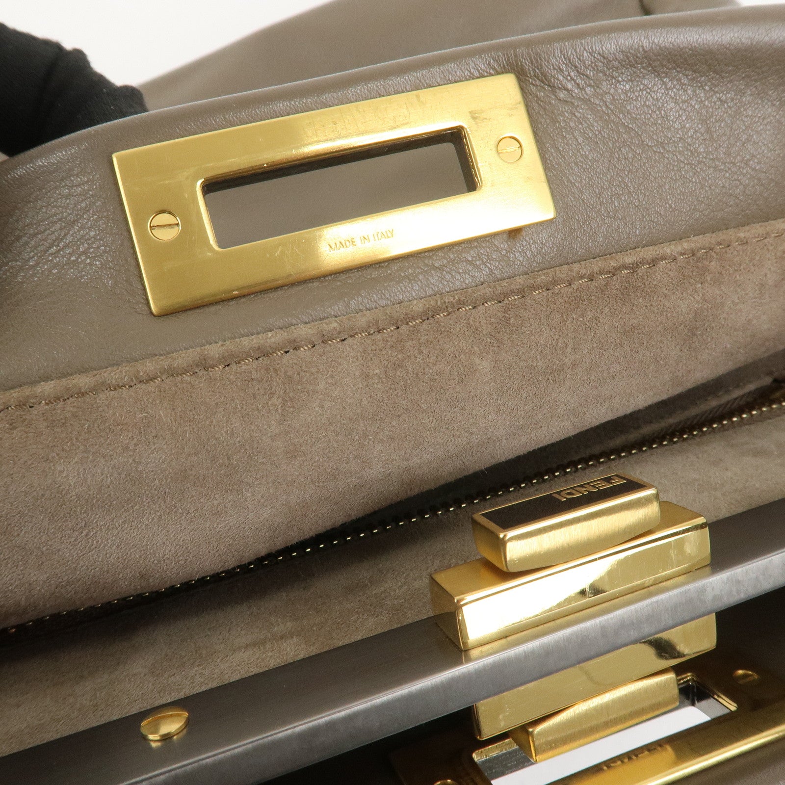 FENDI Leather Peekaboo 2Way Shoulder Bag Hand Bag Brown 8BN226