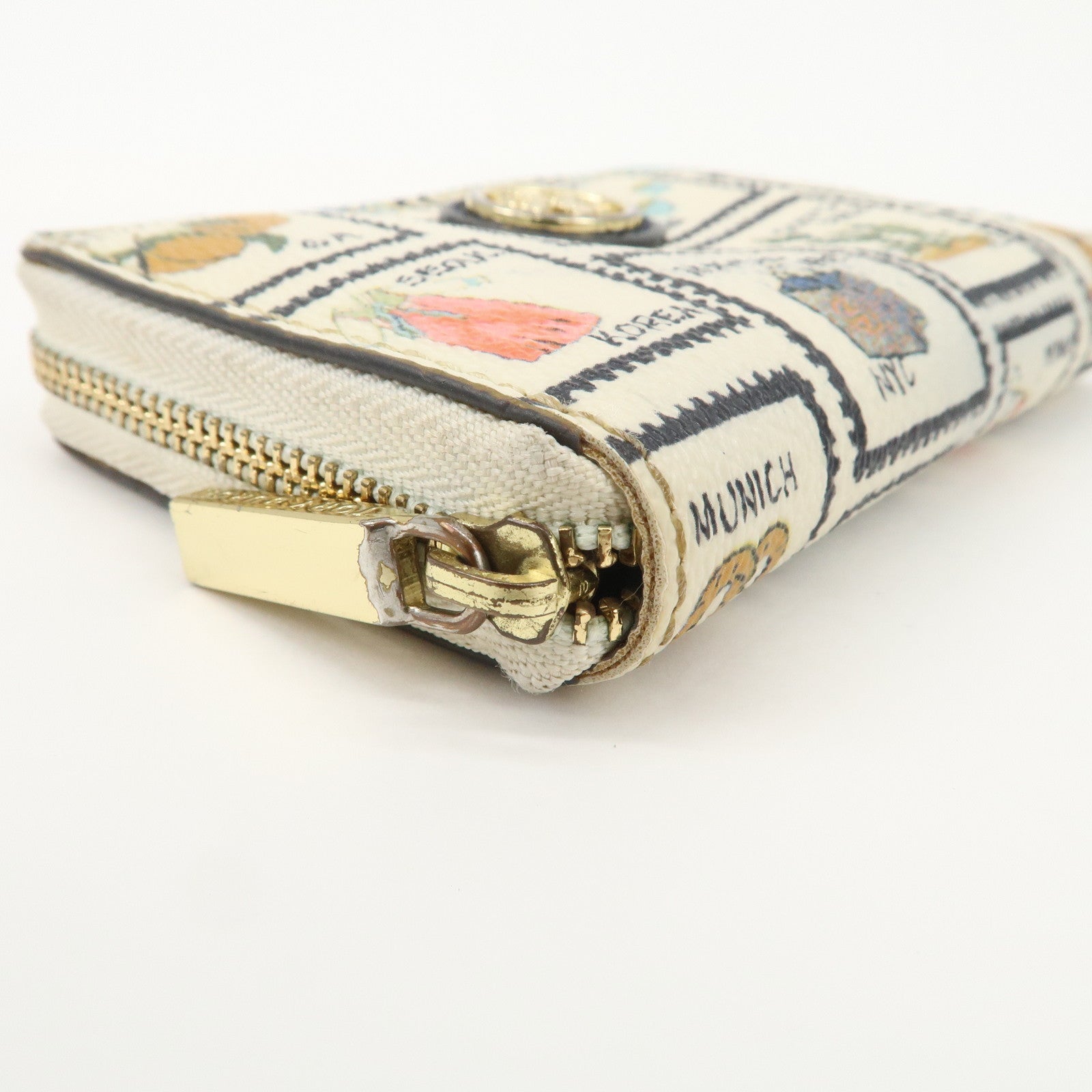 TORY BURCH Leather Set of 5 Compact Wallet Blue Yellow Ivory Black