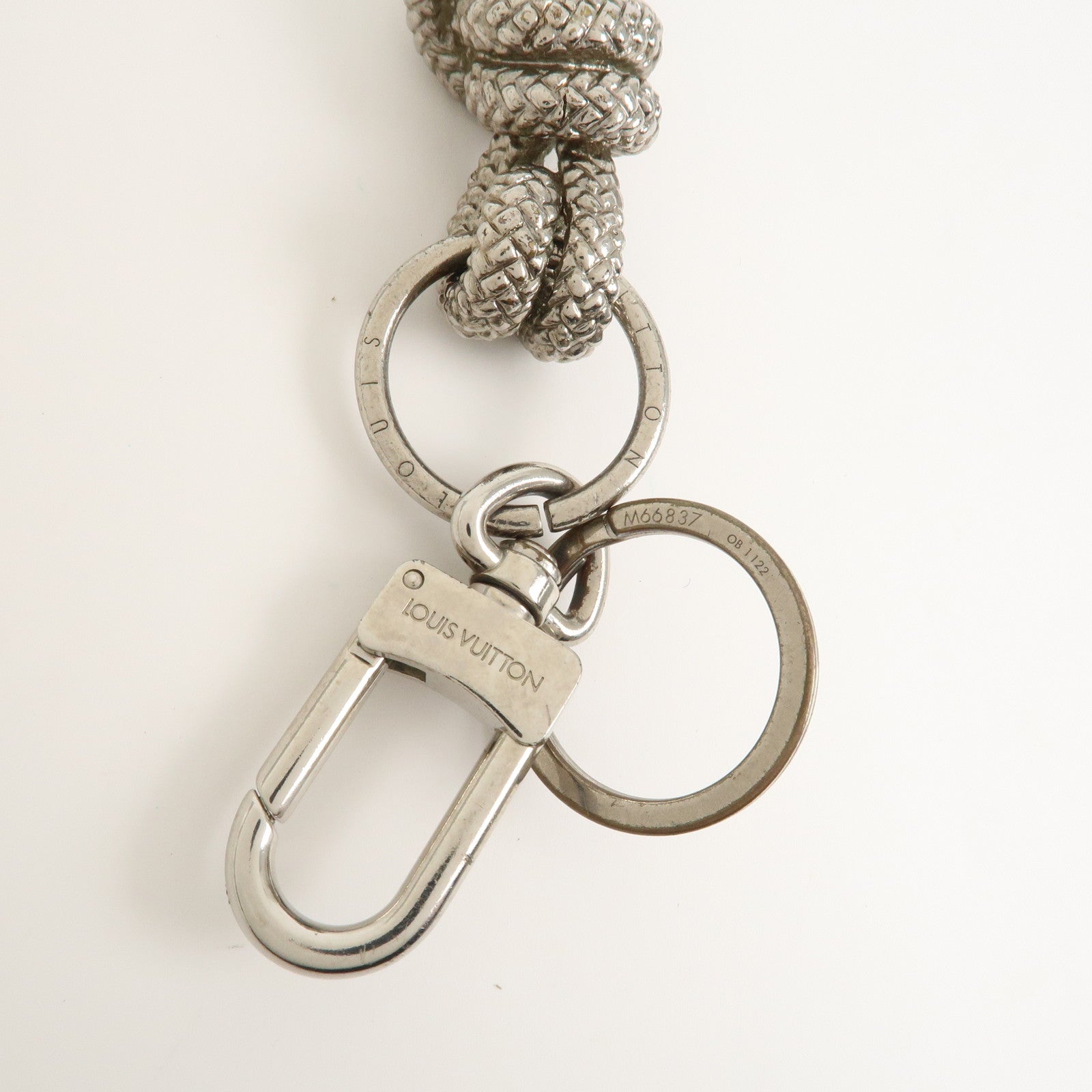 Louis Vuitton Porte Cles Knot Rope Metal Silver Keyring M66837